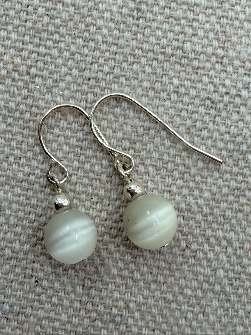 Elegant White Pearl Drop Earrings with Silver Hooks